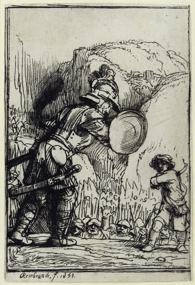 Illustration zu Menasseh ben Israels „Piedra Gloriosa“: David und Goliath