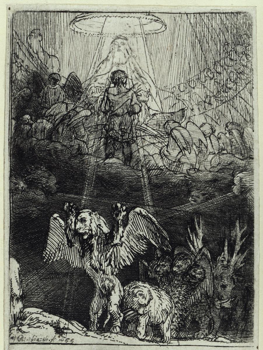 Illustration zu Menasseh ben Israels „Piedra Gloriosa“: Daniels Vision der vier Biester