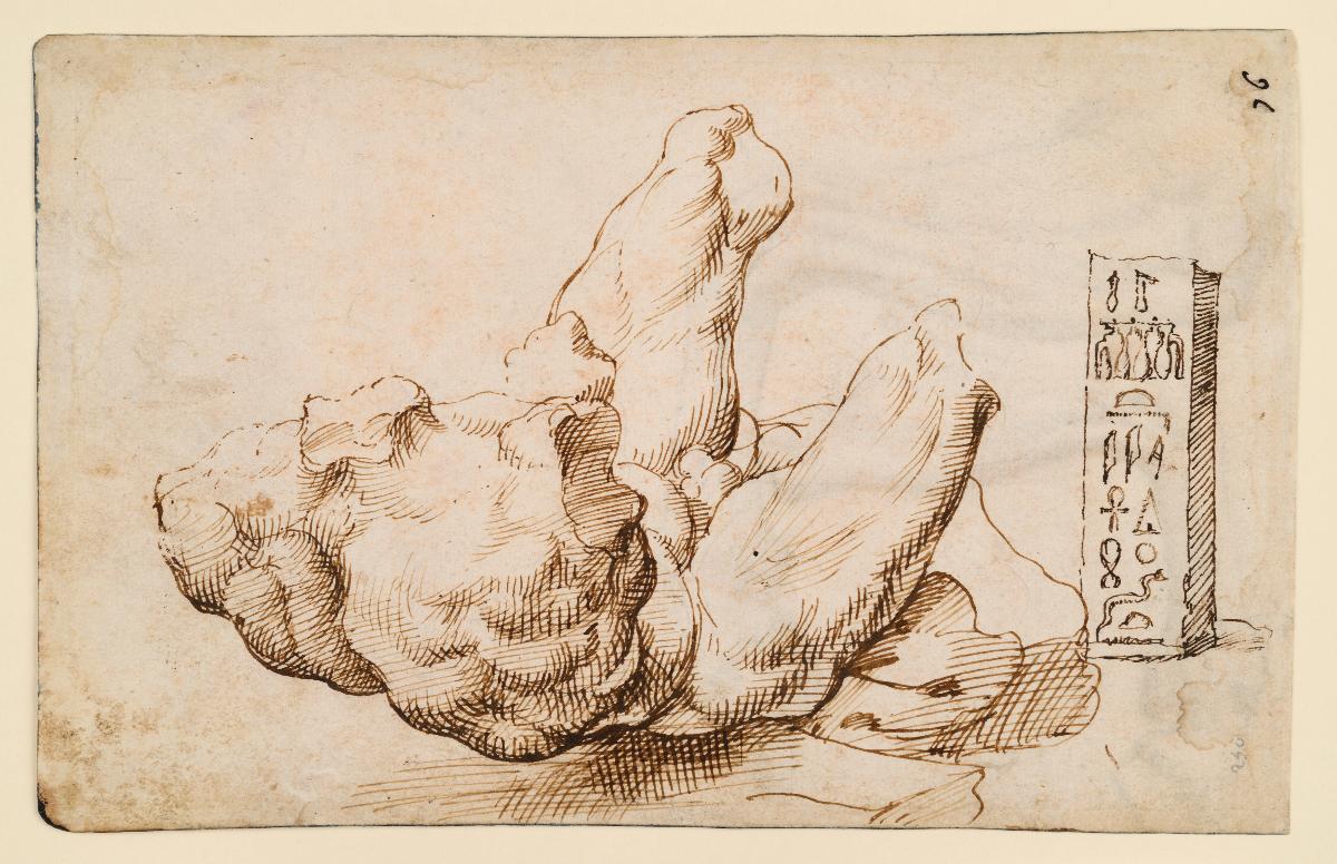 Torso Belvedere und Fragment eines Obelisken