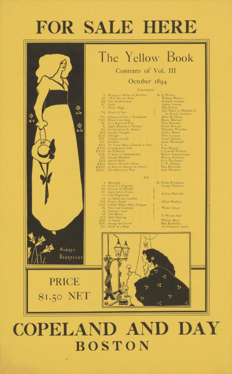 For sale here the Yellow Book Contents of Vol. III October 1894