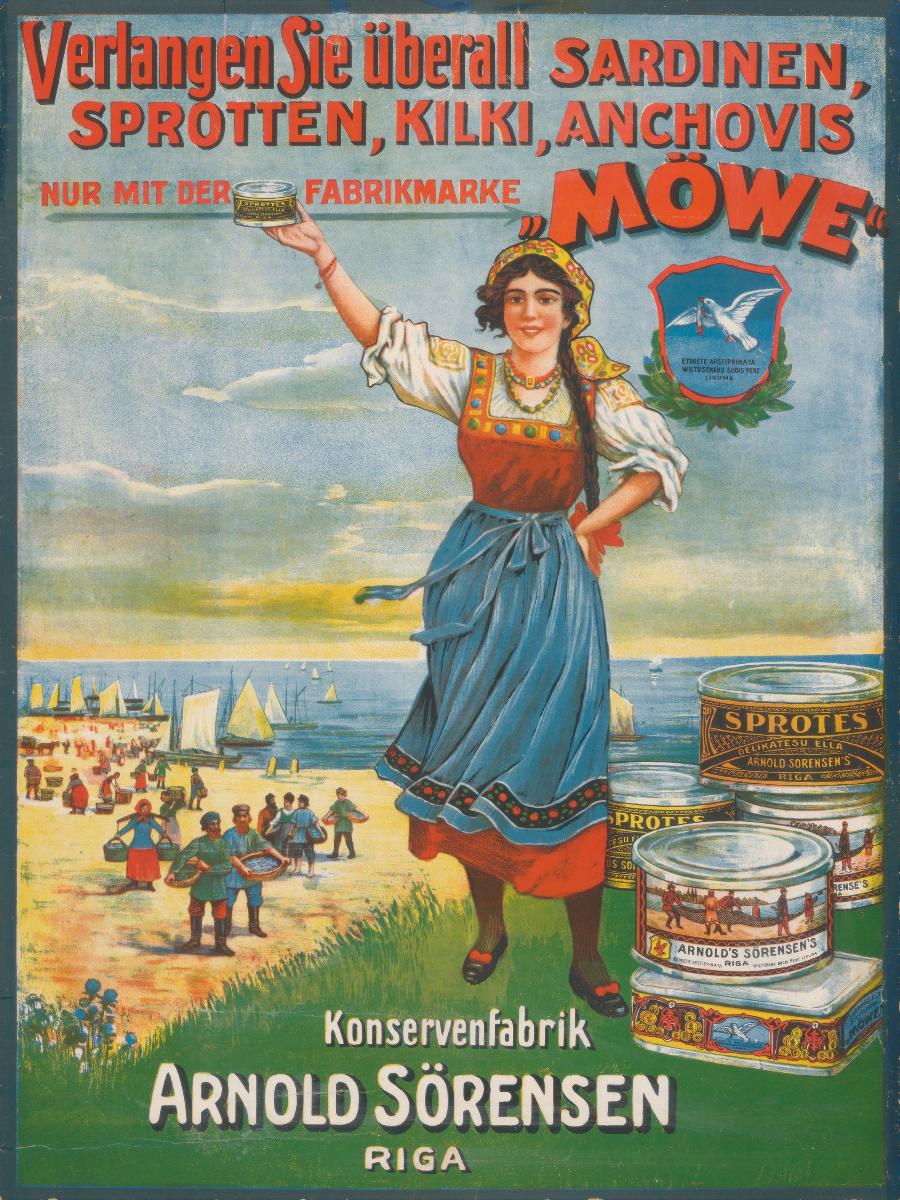 Fabrikmarke Möwe. Konservenfabrik Arnold Sörensen Riga