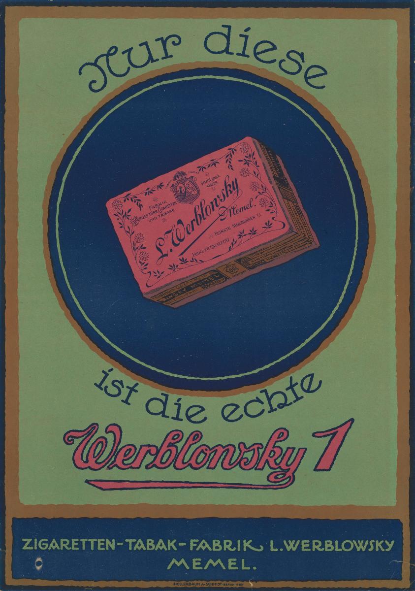 Nur diese ist die echte Werblonsky 1 Zigaretten-Tabak-Fabrik L. Werblonsky Memel