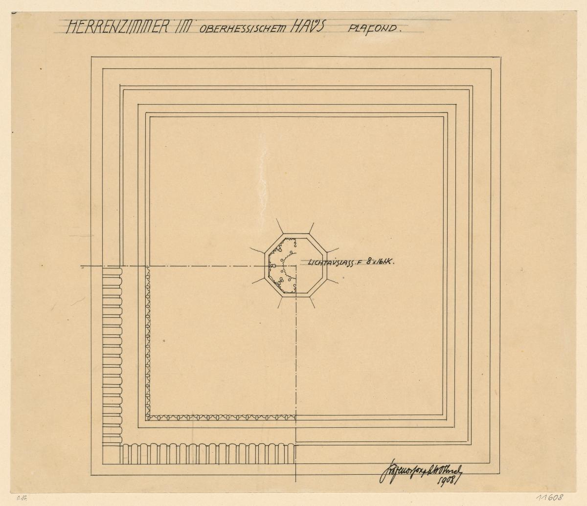 Darmstadt, Oberhessisches Haus, Herrenzimmer, Deckenprojektion