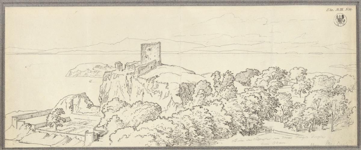 Schottische Küstenlandschaft bei Oban mit Schlossruine