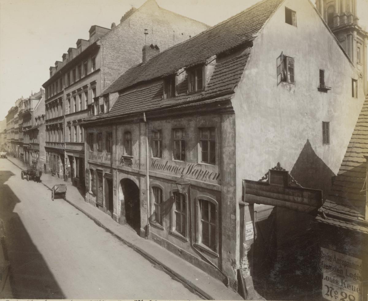 Berlin, Große Hamburger Straße 37 bis 29, Ausspannung "Zum Hamburger Wappen" (Gasthof für Fuhrleute und ihre Gespanne)