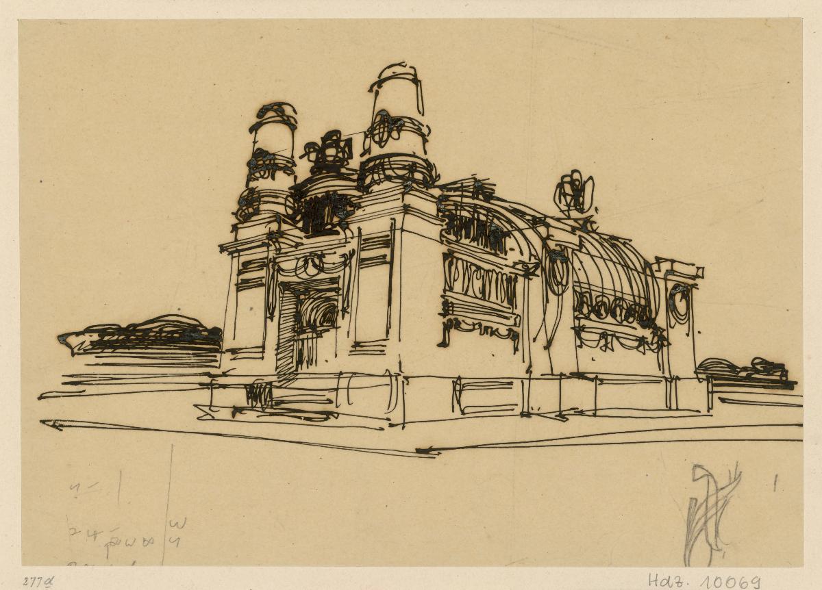 Wien, Stadtbahn, Stationsgebäude (?), Perspektive und Ornament
