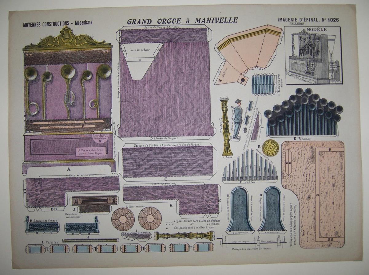 Grand orgue à manivelle. Moyennes constructions - mécanisme.