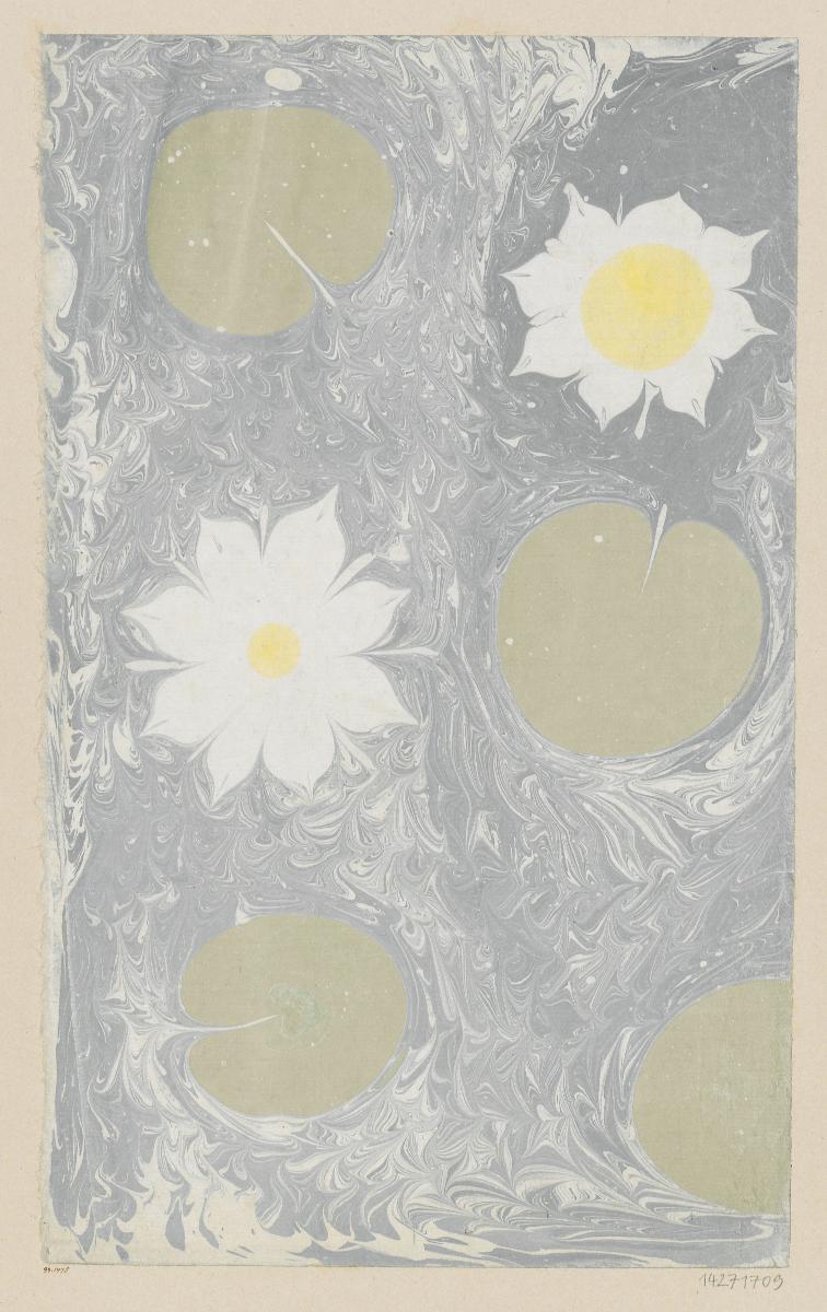 Marmorpapier (mit Seerosen)