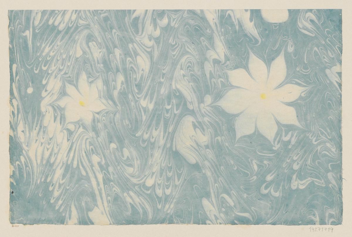 Marmorpapier (mit zwei großen Blüten)