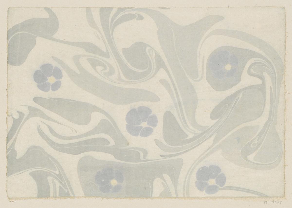 Marmorpapier (mit Blütenmotiven)