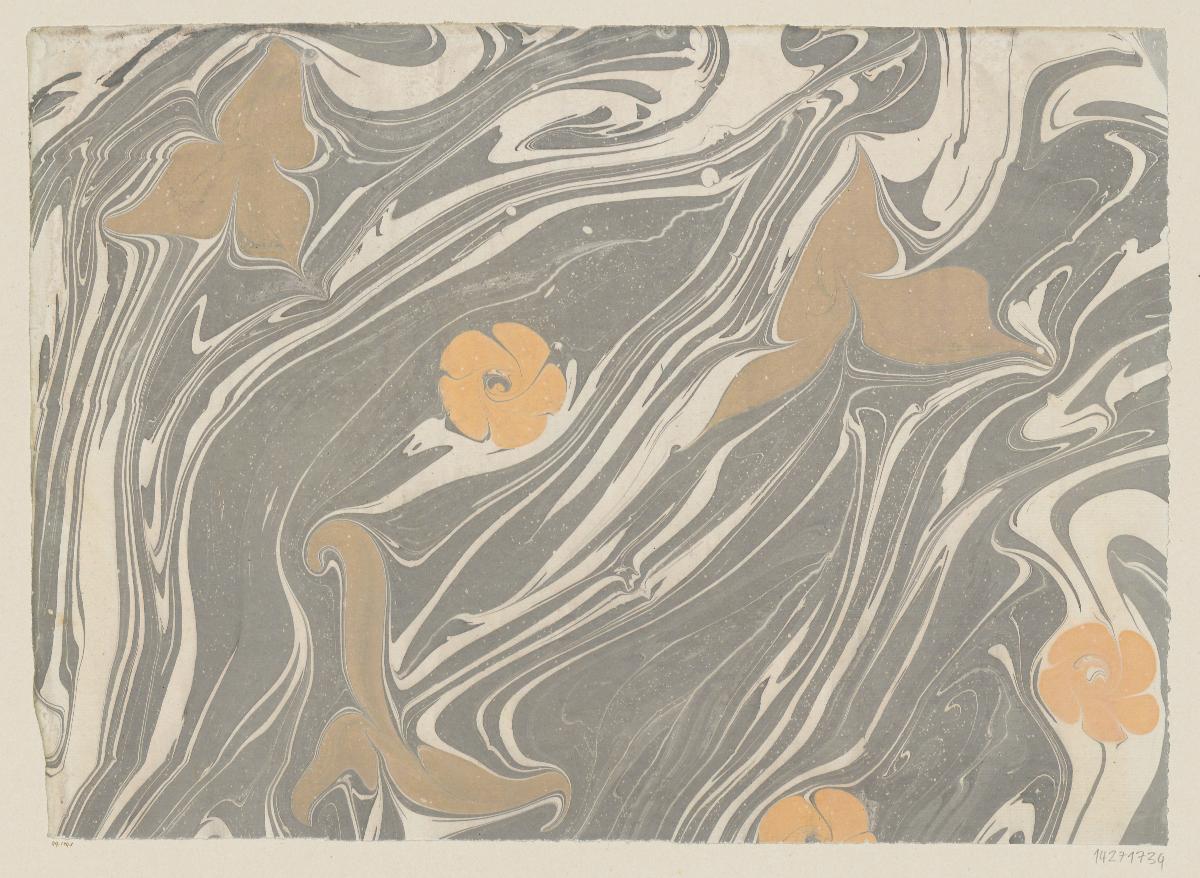 Marmorpapier (mit floralen Motiven)