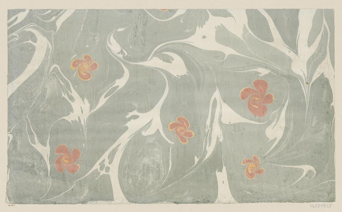 Marmorpapier (mit kleineren Blütenmotiven)