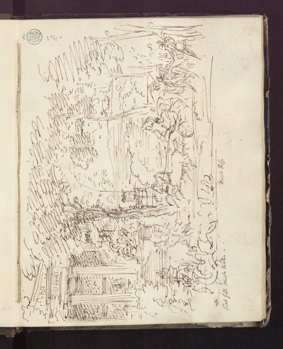 Landschaft mit einem Tempel und einem Zweigespann
