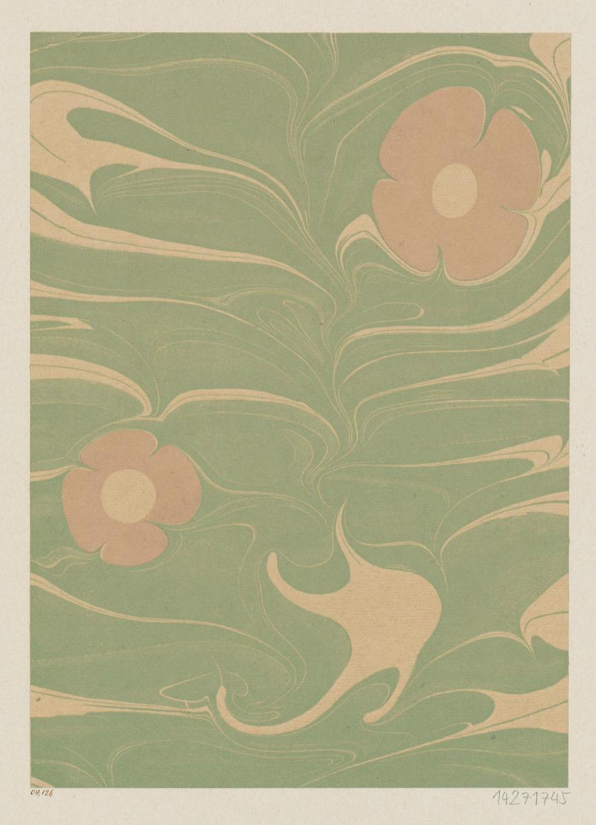 Marmorpapier (mit floralen Motiven)