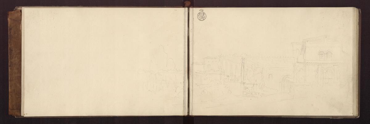 Potsdam-Sanssouci. Römische Bäder bei Schloss Charlottenhof. Ansicht des Eingangsbereichs