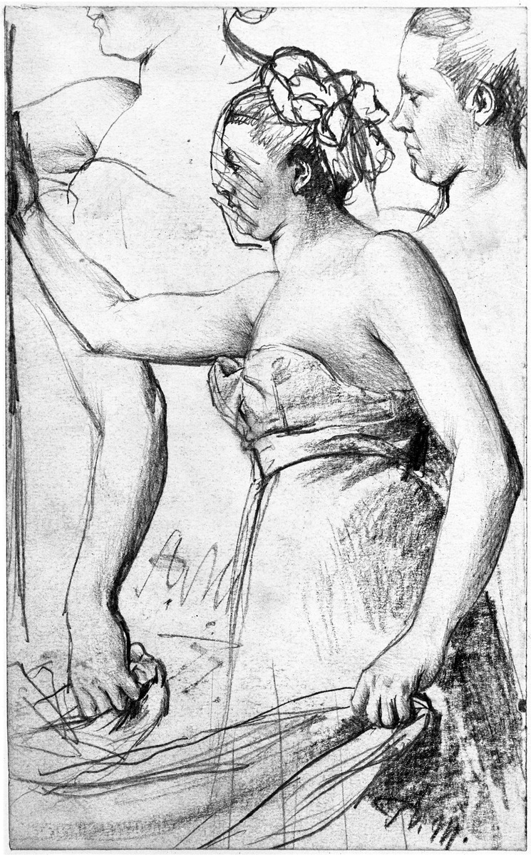Heinrich von Kleist, Der zerbrochene Krug: Modellstudie einer weiblichen Figur im schulterfreien Kleid