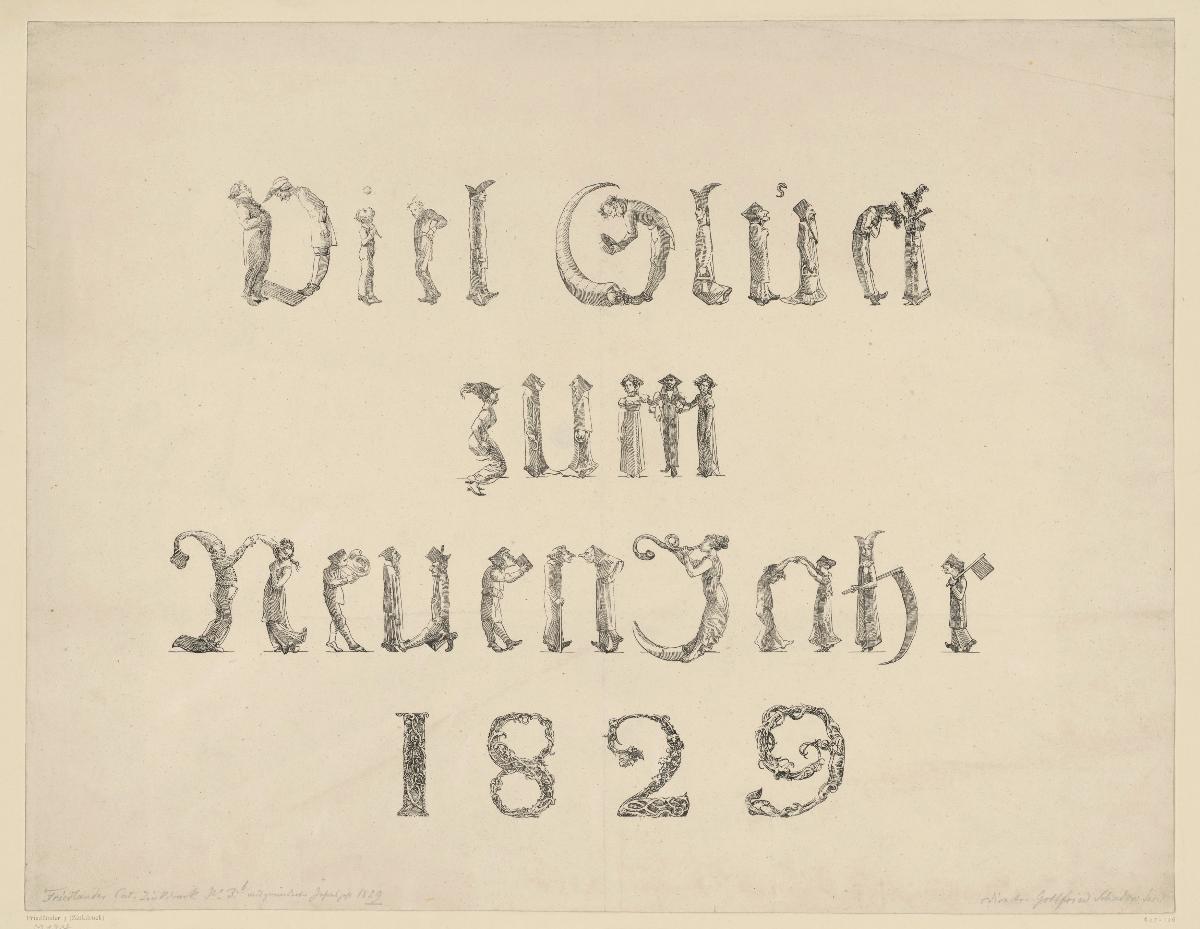 Neujahrswunsch für 1829 "Viel Glück im Neuen Jahr"