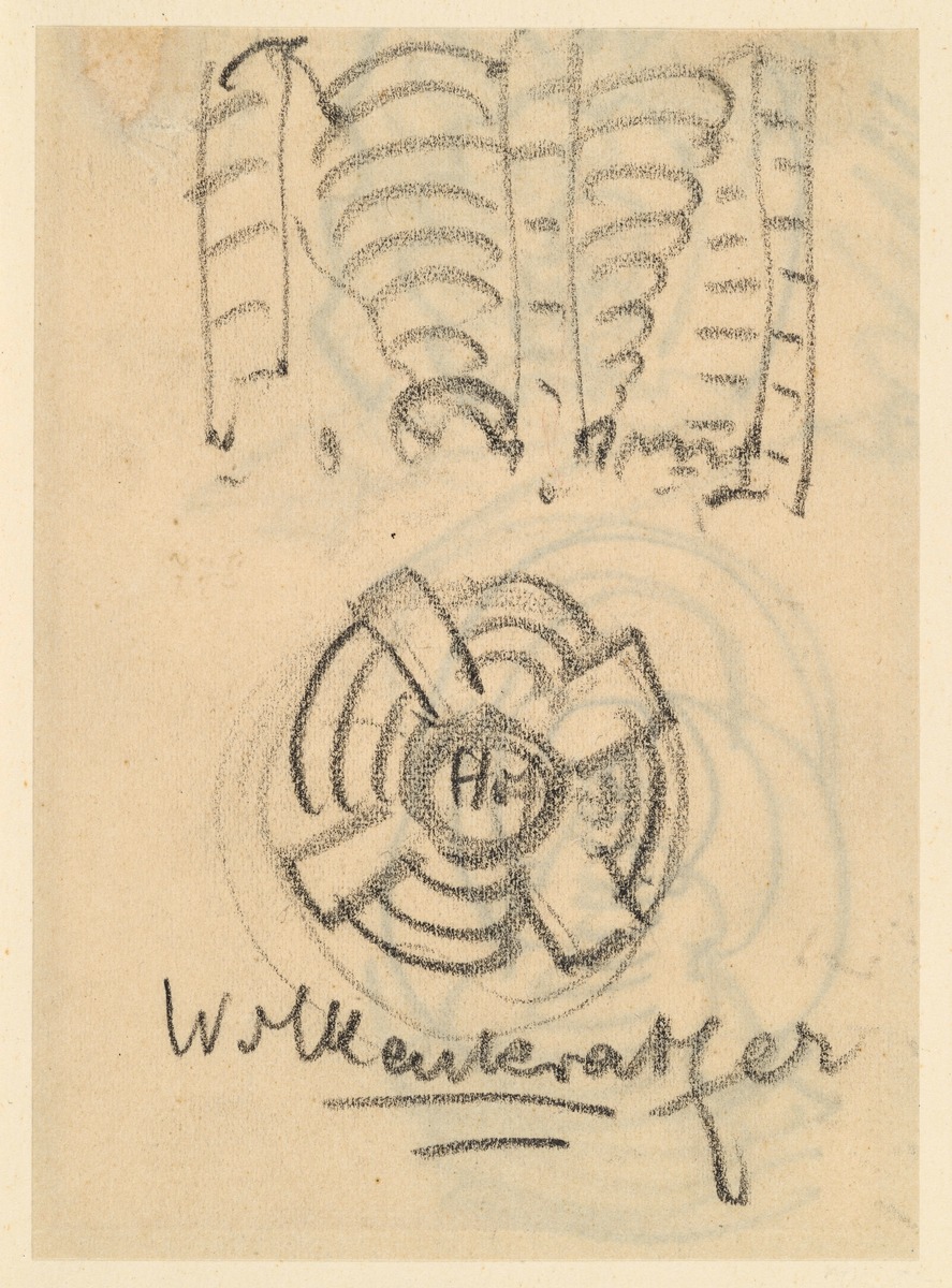 Recto: Imaginäre Skizze für Wolkenkratzer, Verso: Imaginäre Skizze