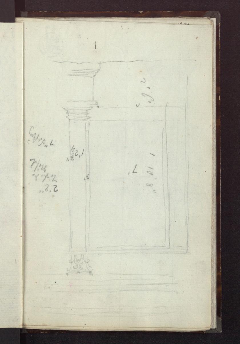 Ein Wandaufriss mit einer Säule oder einem Pilaster korinthischer Ordnung