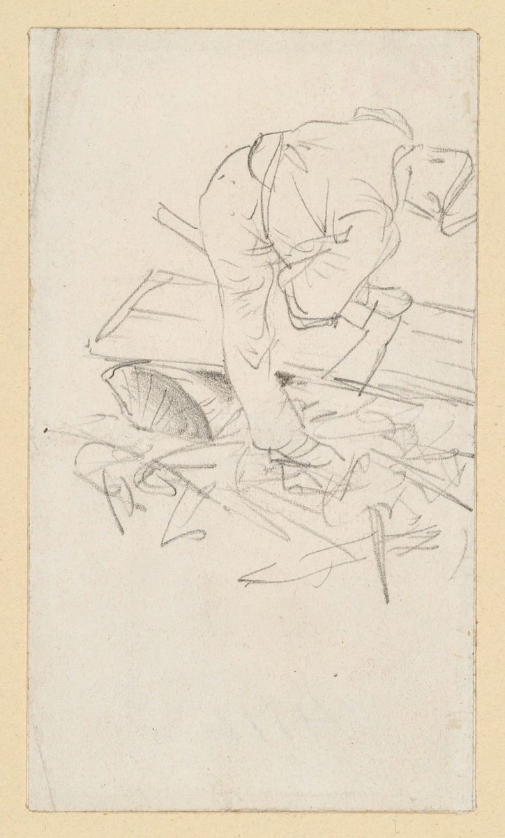Zimmermann mit Beil bei der Arbeit