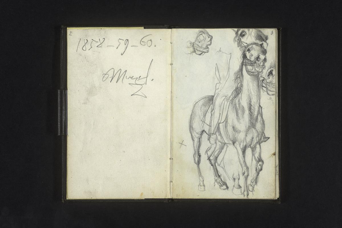 Datierung und Signatur / Pferd mit angedeutetem Reiter, Pferdemaul