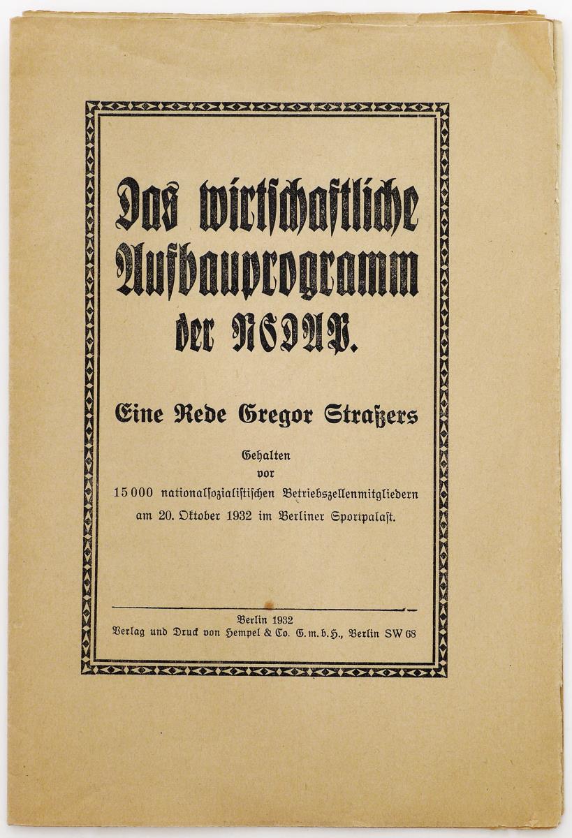 Das wirtschaftliche Aufbauprogramm der NSDAP.