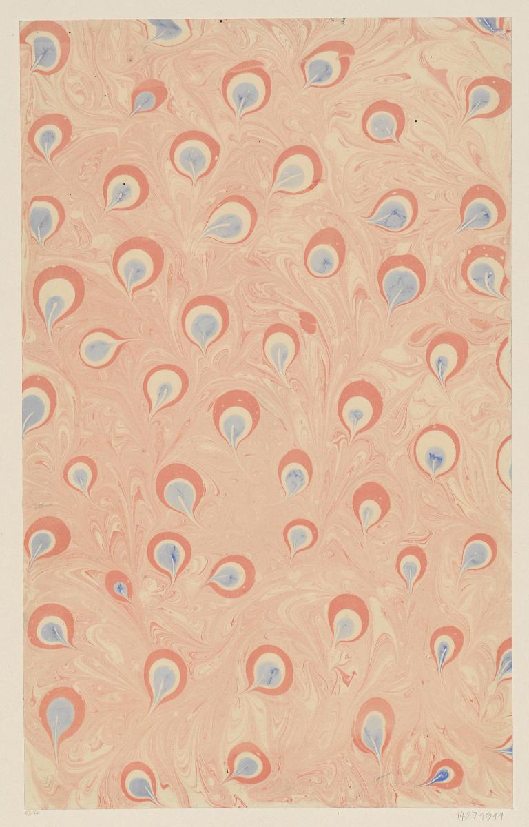 Marmorpapier (mit Pfauenfeder-Motiven)
