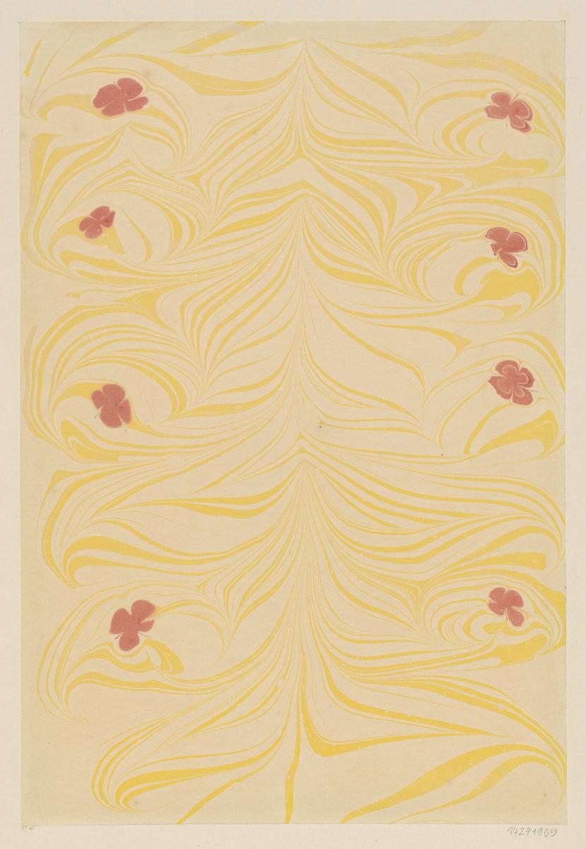 Marmorpapier (mit kleinen Blütenmotiven)