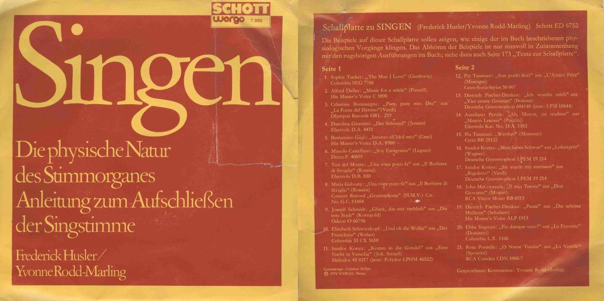 Frederick Husler, Yvonne Rodd- Marling: Singen. Die physische Natur des Stimmorgans. Anleitung zum Aufschliessen der Singstimme