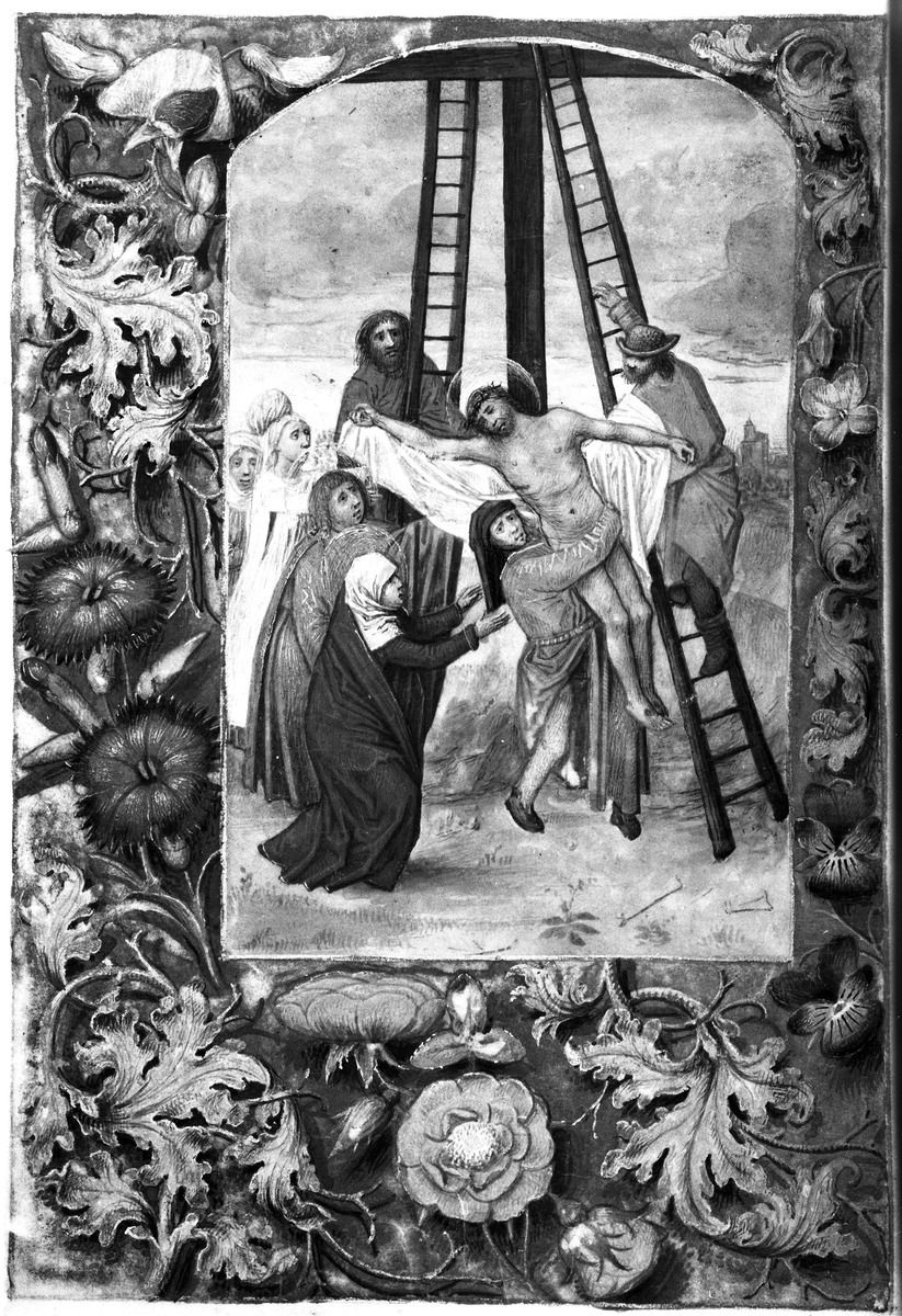 Kreuzabnahme, in: Stundenbuch der Maria von Burgund und Kaiser Maximilians