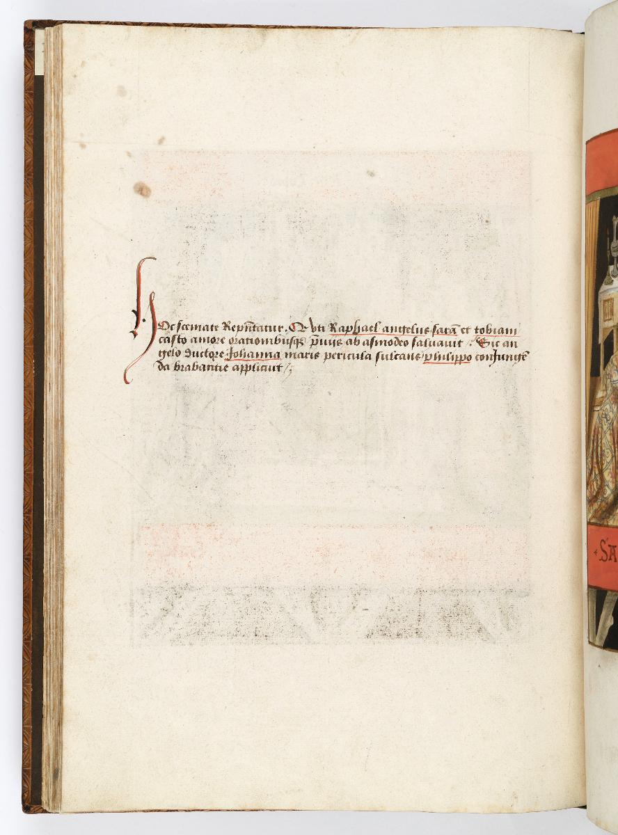 Einzug der Johanna von Kastilien in Brüssel am 9. Dezember 1496: Lebende Bilder: Kommentar zu Vermählung von Sara und Tobias vor dem blinden Tobit. Hinter Tobias der Engel
