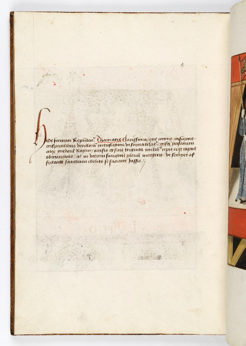 Einzug der Johanna von Kastilien in Brüssel am 9. Dezember 1496: Lebende Bilder: Kommentar zu Tamaris regina mit zwei Frauen, die ihr Helm und Lanze halten