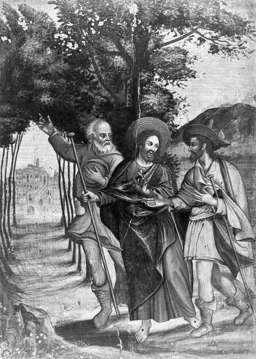 Christus mit den Jüngern nach Emmaus wandernd