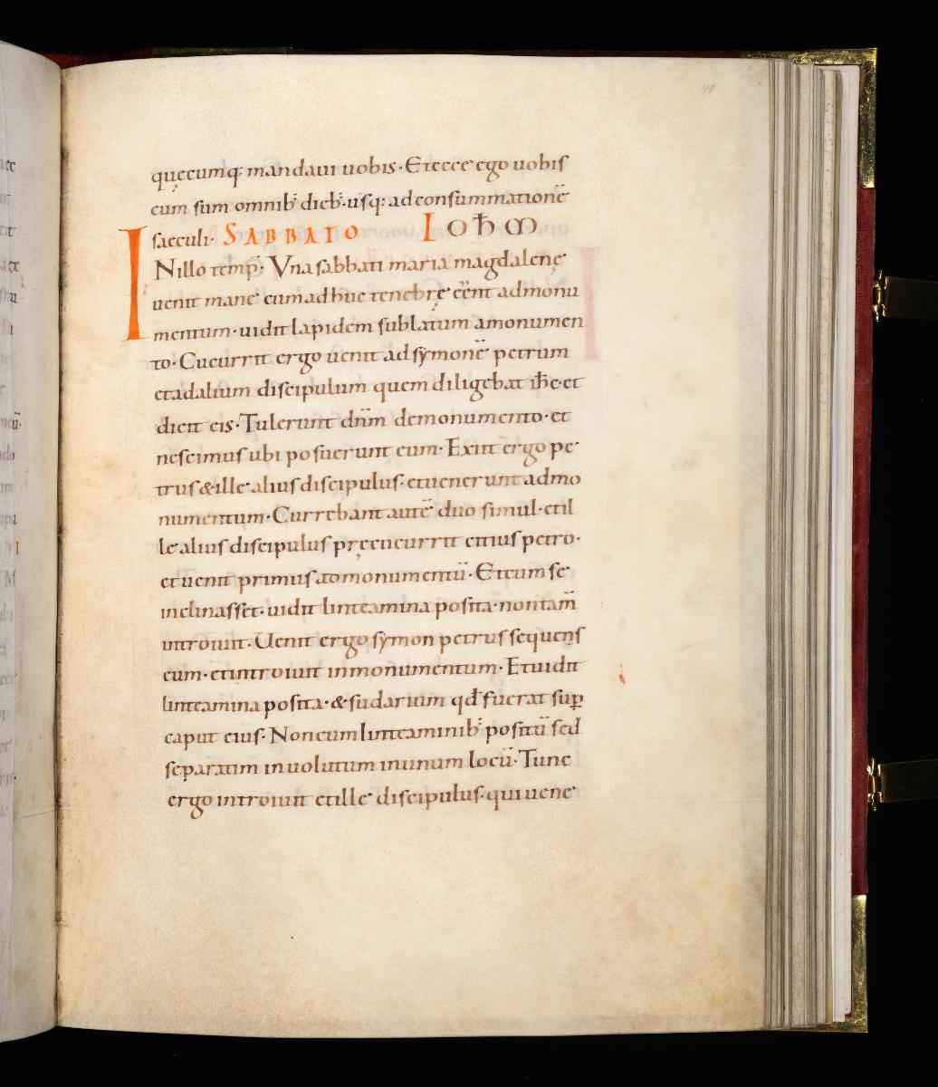 Evangelistar Heinrichs IV. (?), Textseite mit roter Textmarke I