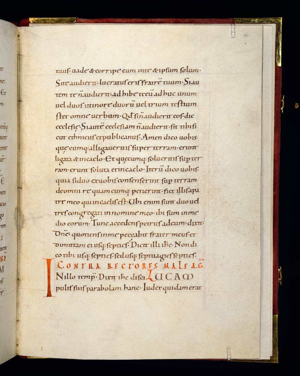 Evangelistar Heinrichs IV. (?), Textseite mit roter Textmarke I