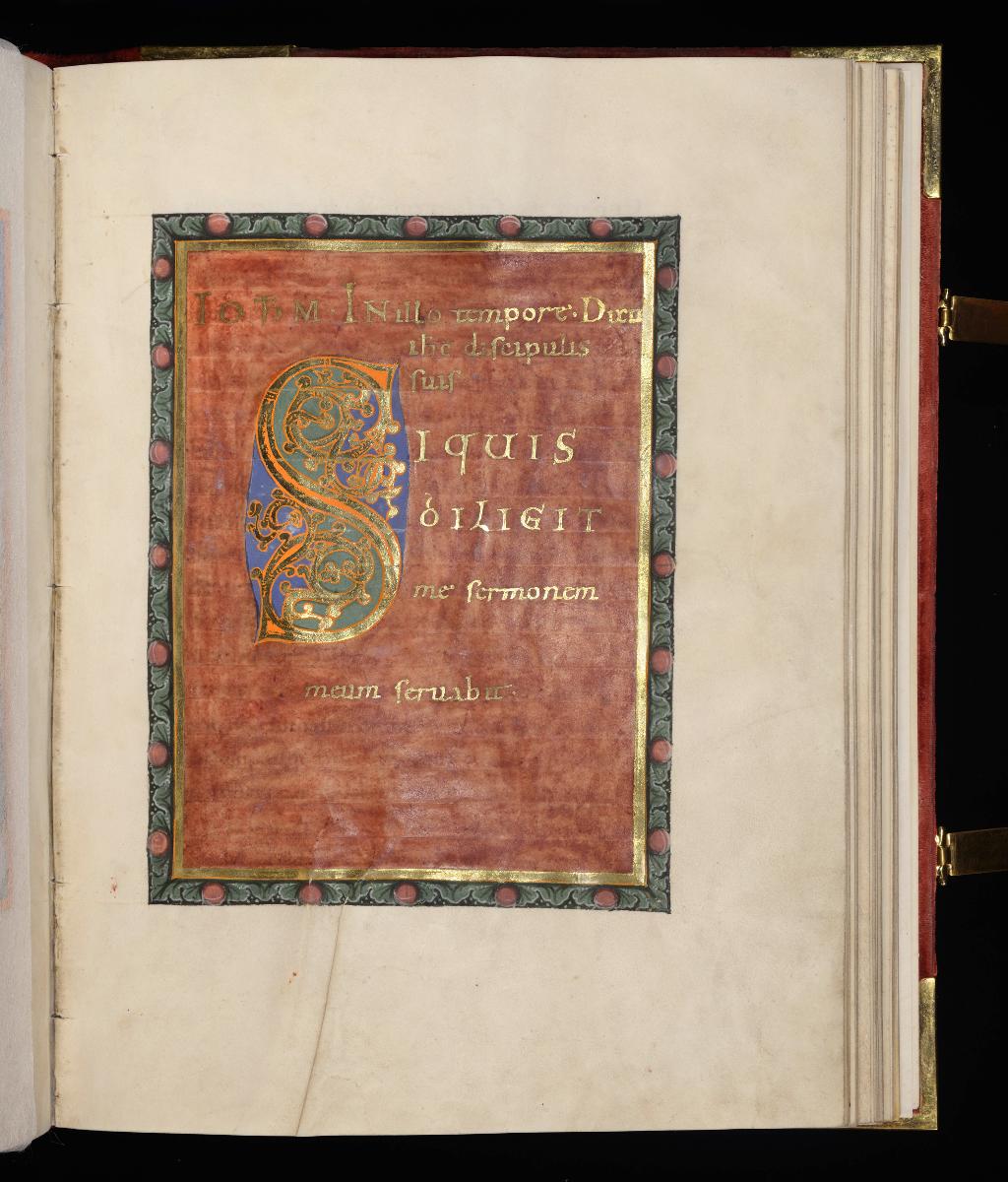 Evangelistar Heinrichs IV. (?), Zierseite zu Johannes 14,23 mit Initiale S