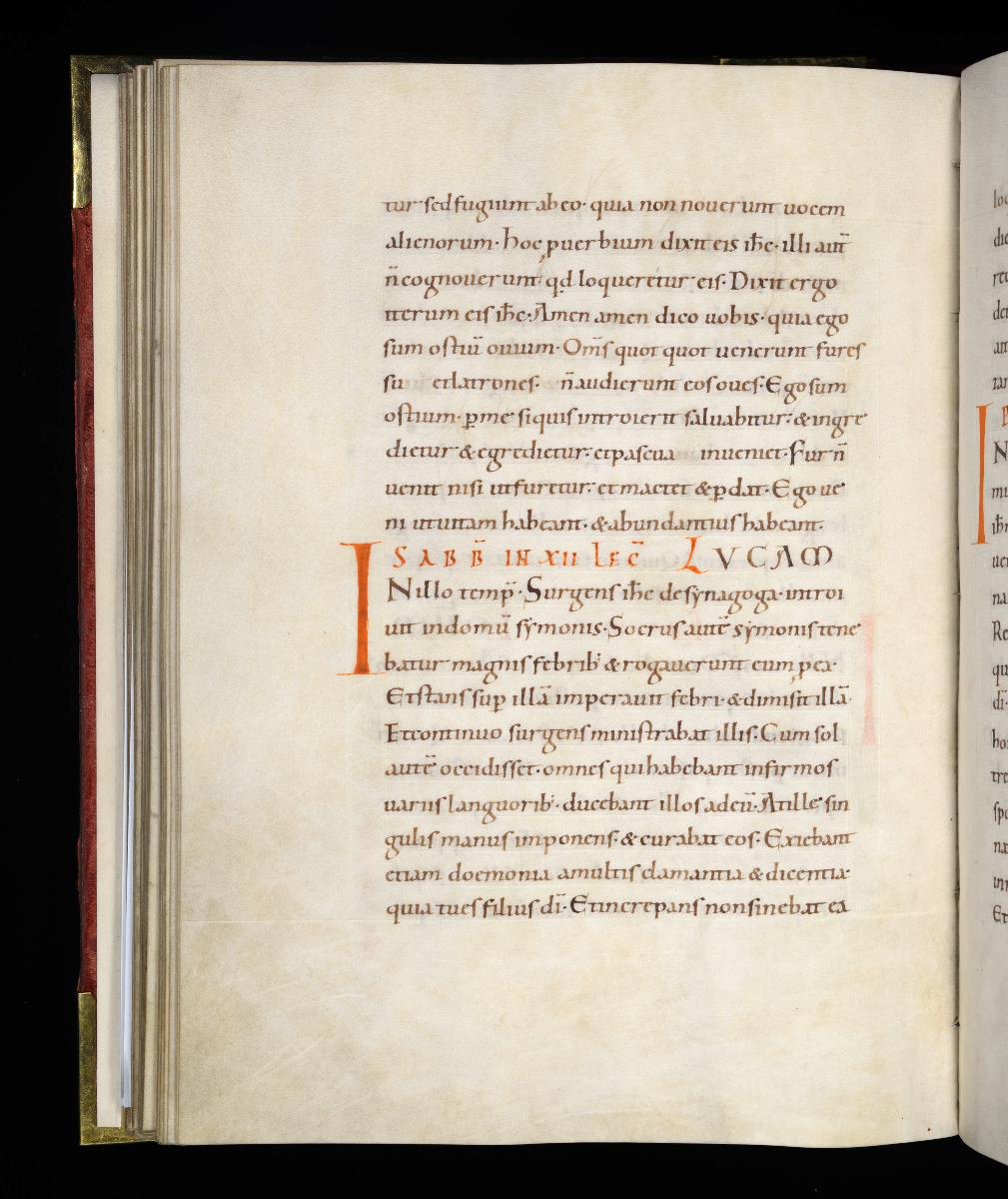Evangelistar Heinrichs IV. (?), Textseite mit roter Textmarke I