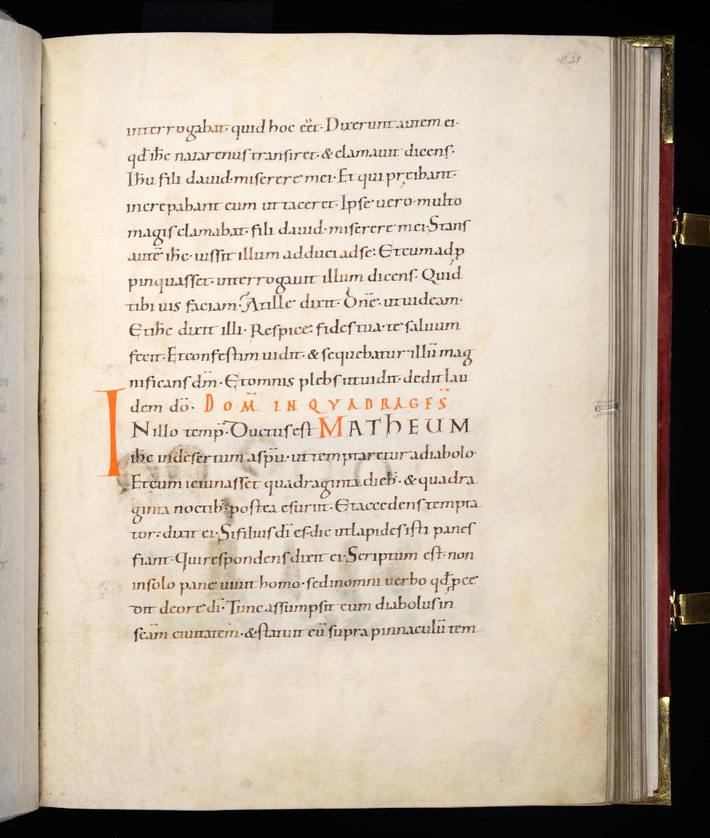 Evangelistar Heinrichs IV. (?), Textseite mit roter Textmarke I