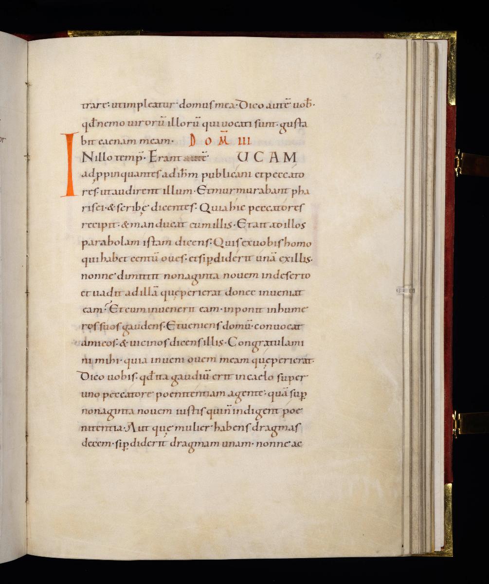 Evangelistar Heinrichs IV. (?), Textseite mit roter Textmarke I
