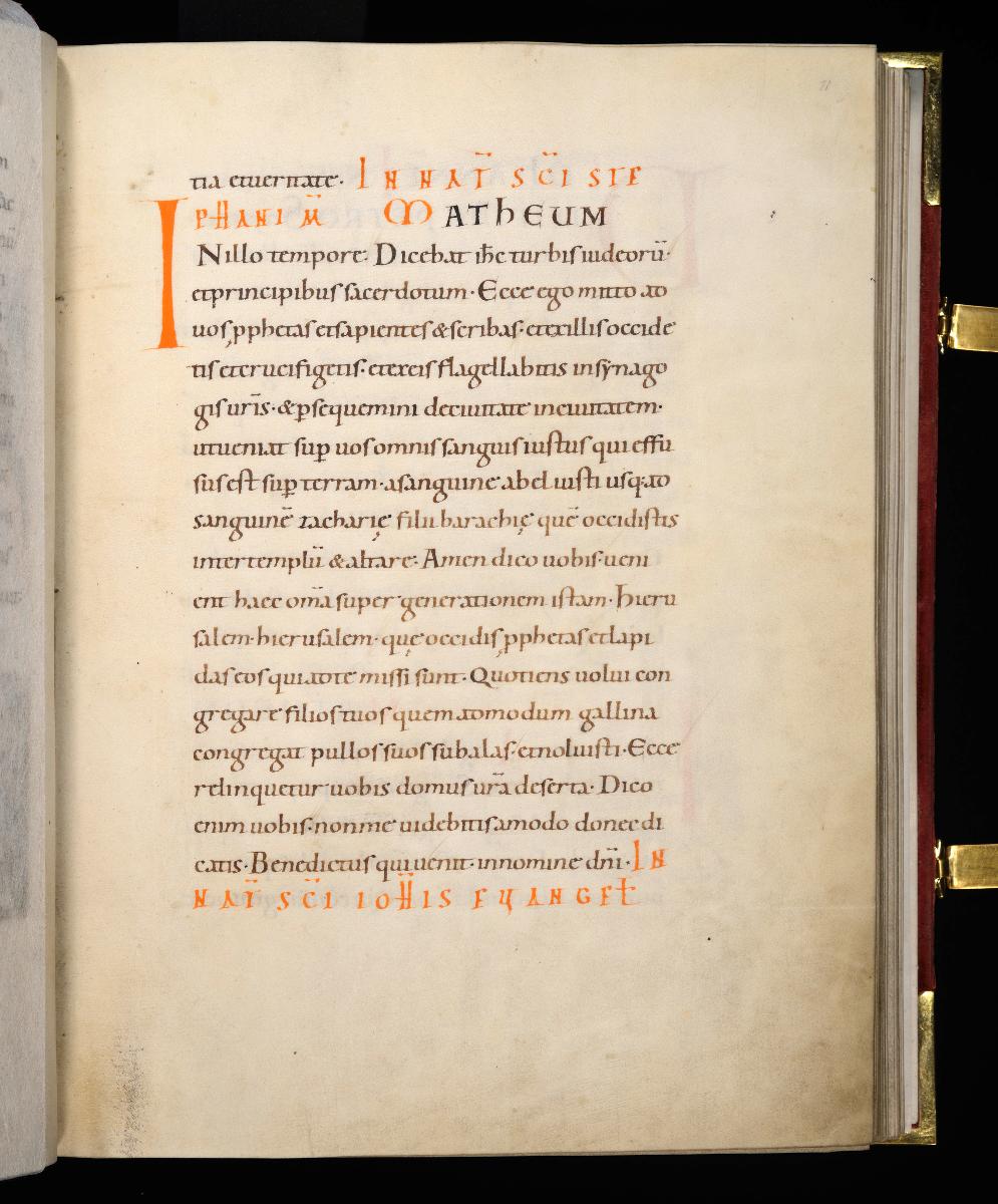 Evangelistar Heinrichs IV. (?), Textseite mit roter Textmarke I