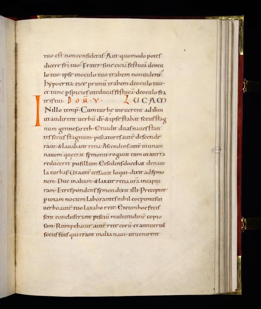 Evangelistar Heinrichs IV. (?), Textseite mit roter Textmarke I