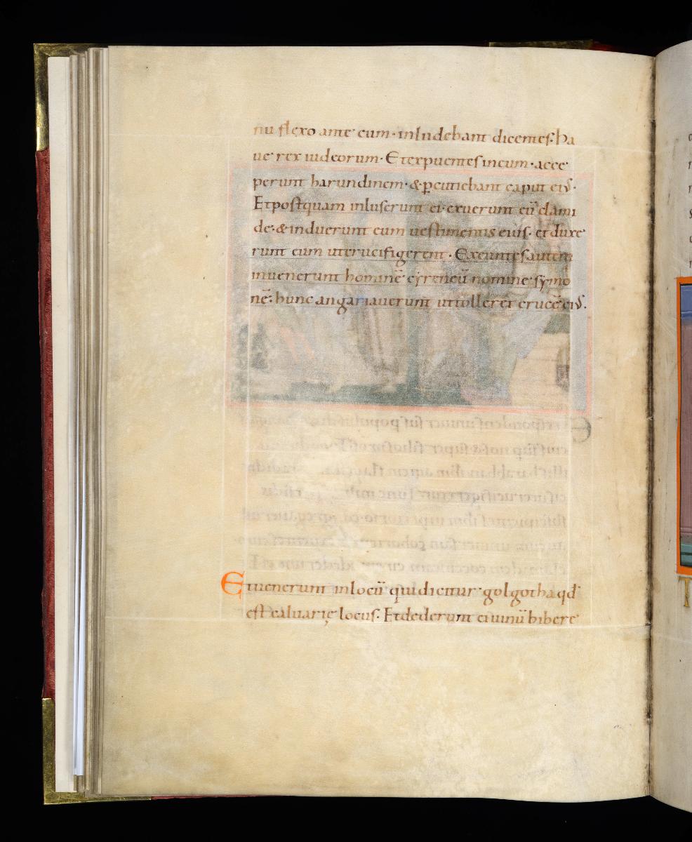 Evangelistar Heinrichs IV. (?), Textseite mit kleiner roter Initiale E