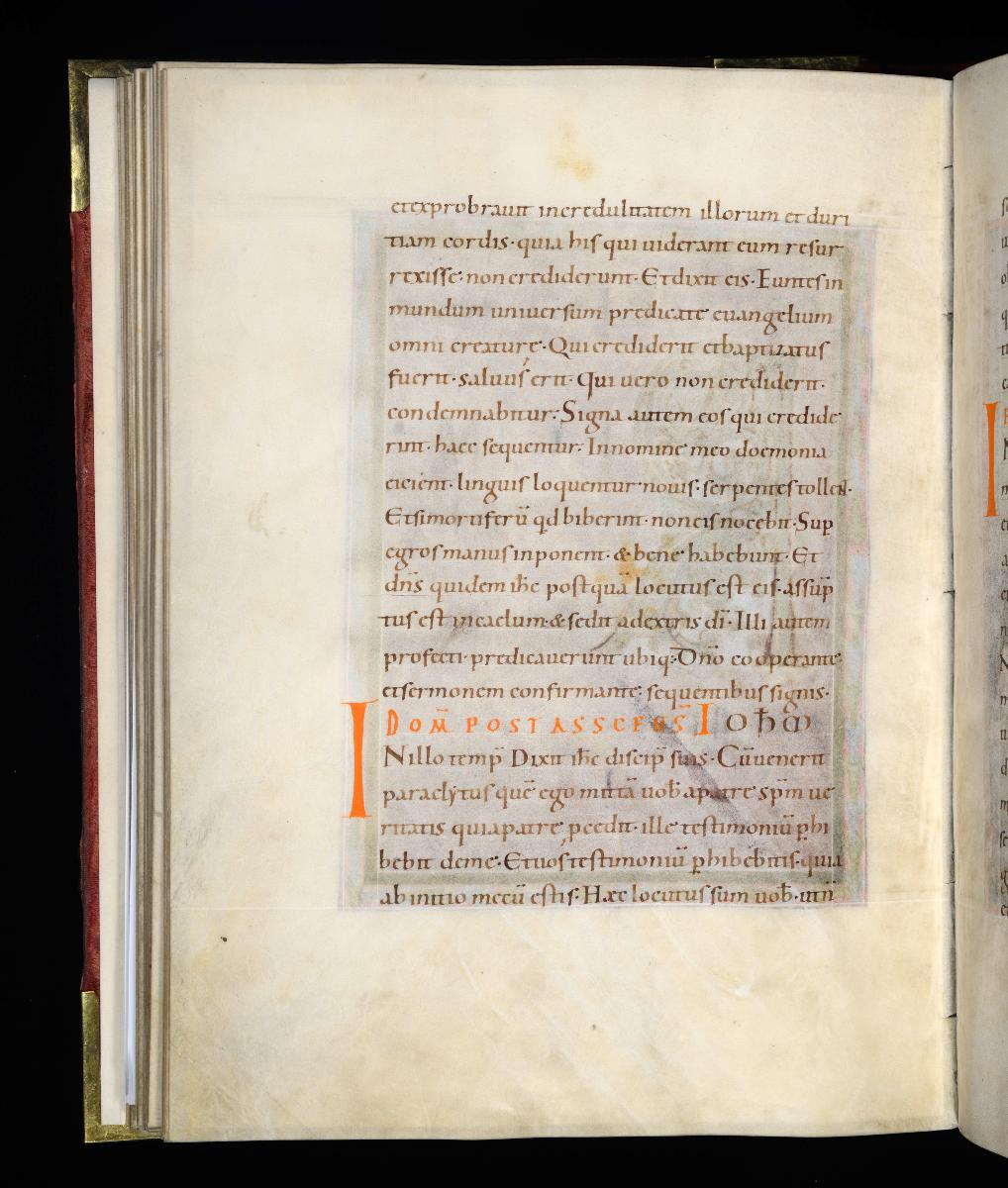 Evangelistar Heinrichs IV. (?), Textseite mit roter Textmarke I