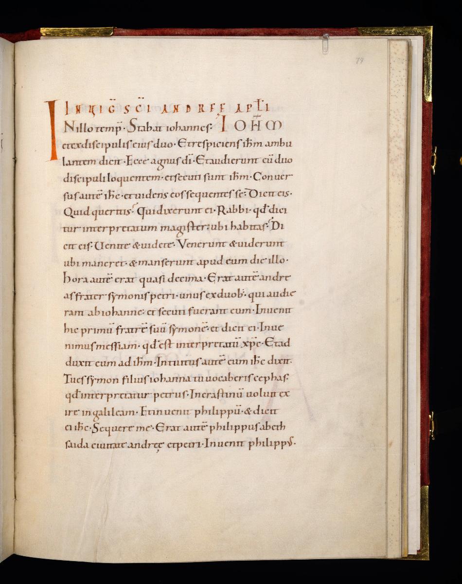 Evangelistar Heinrichs IV. (?), Textseite mit roter Textmarke I