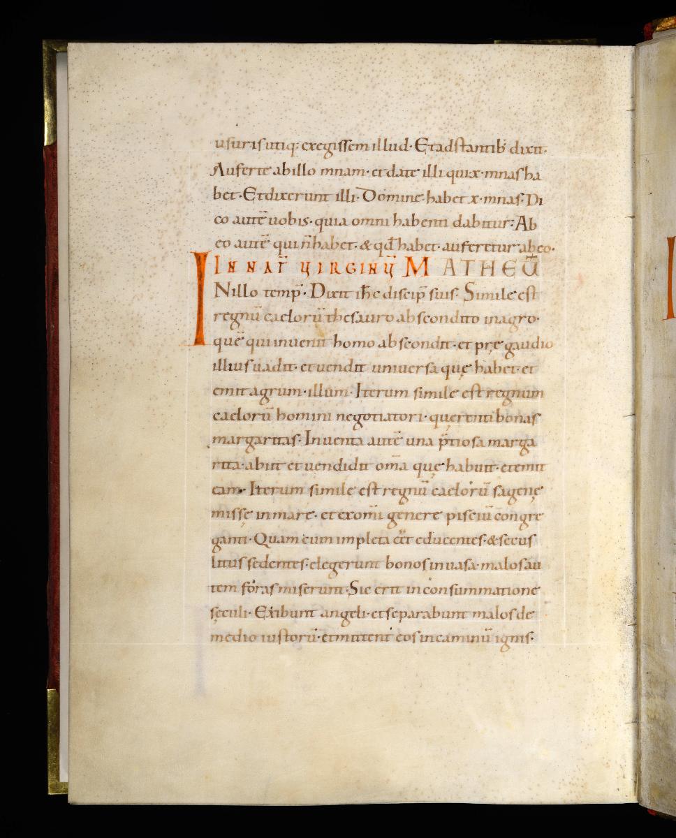 Evangelistar Heinrichs IV. (?), Textseite mit roter Textmarke I