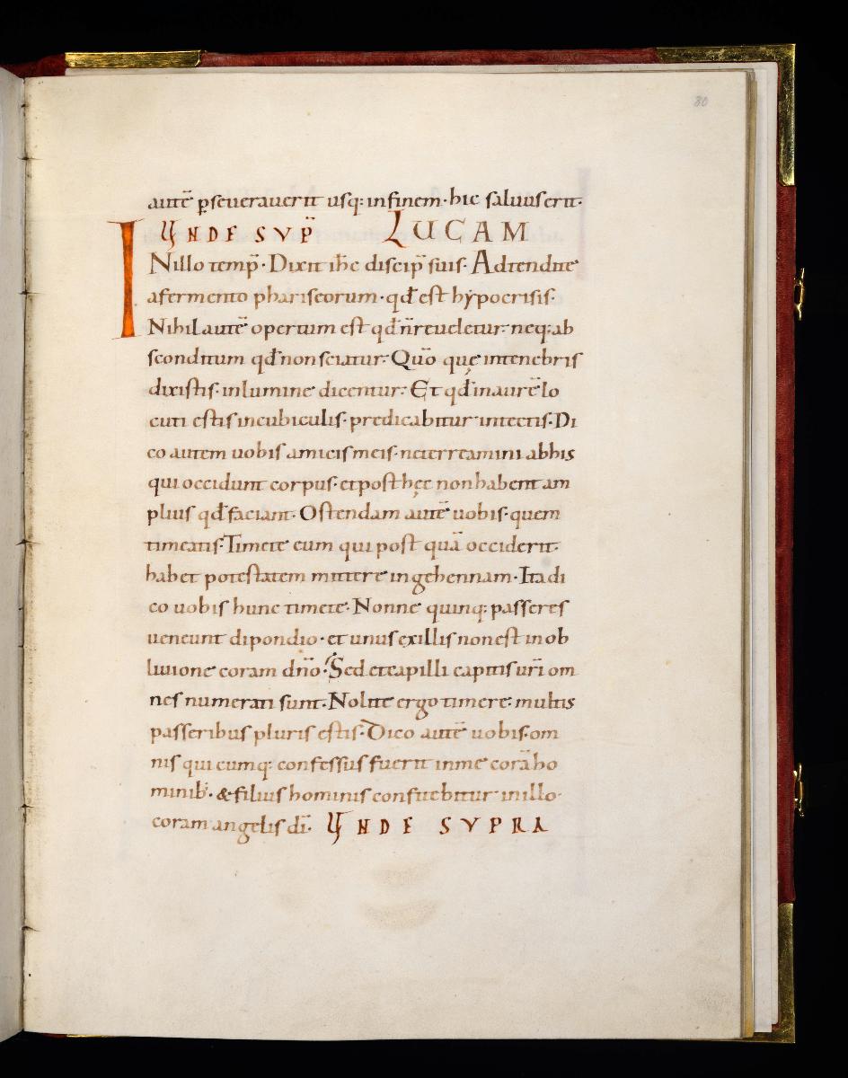 Evangelistar Heinrichs IV. (?), Textseite mit roter Textmarke I