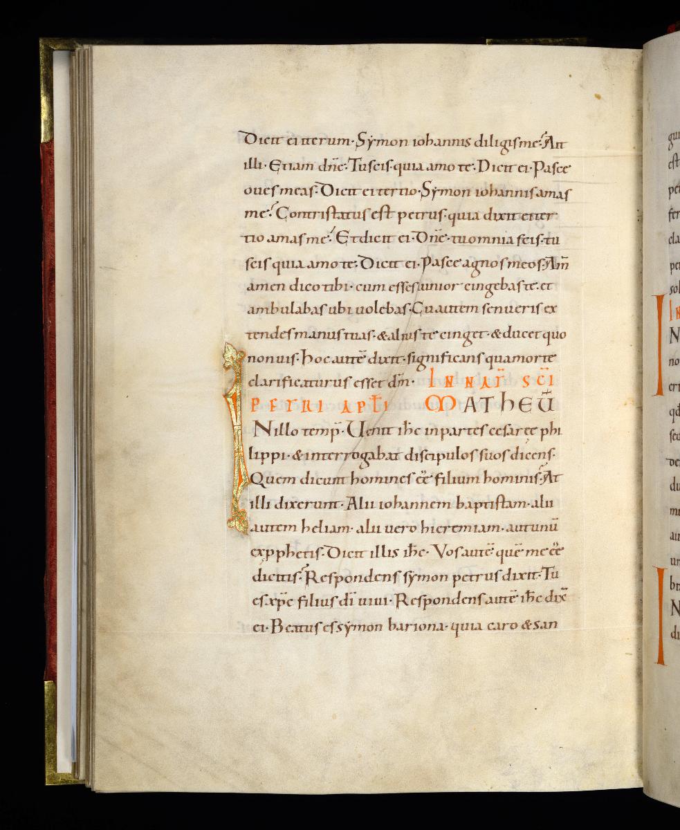 Evangelistar Heinrichs IV. (?), Textseite mit vergoldeter Textmarke I