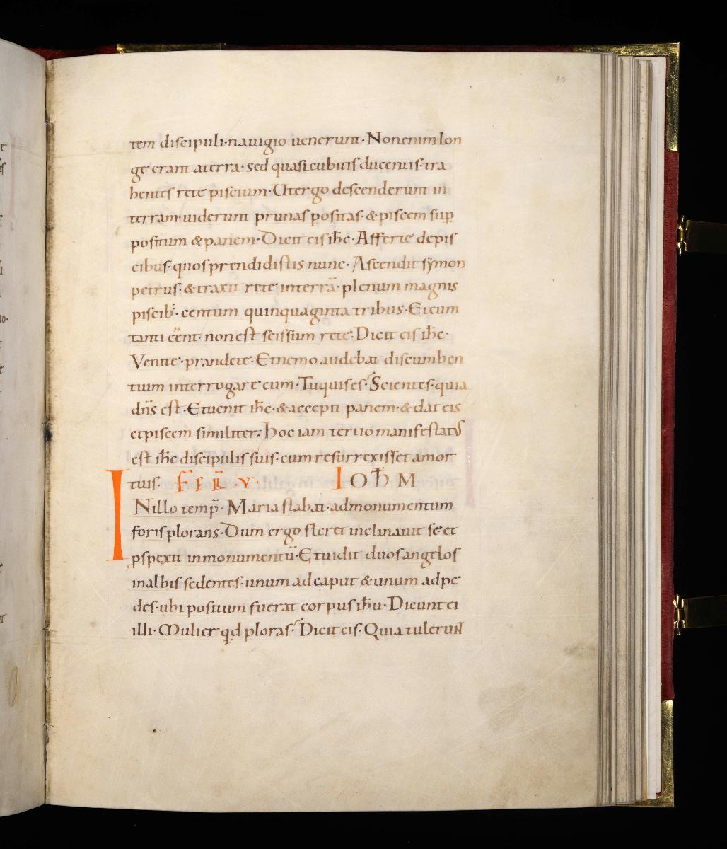 Evangelistar Heinrichs IV. (?), Textseite mit roter Textmarke I