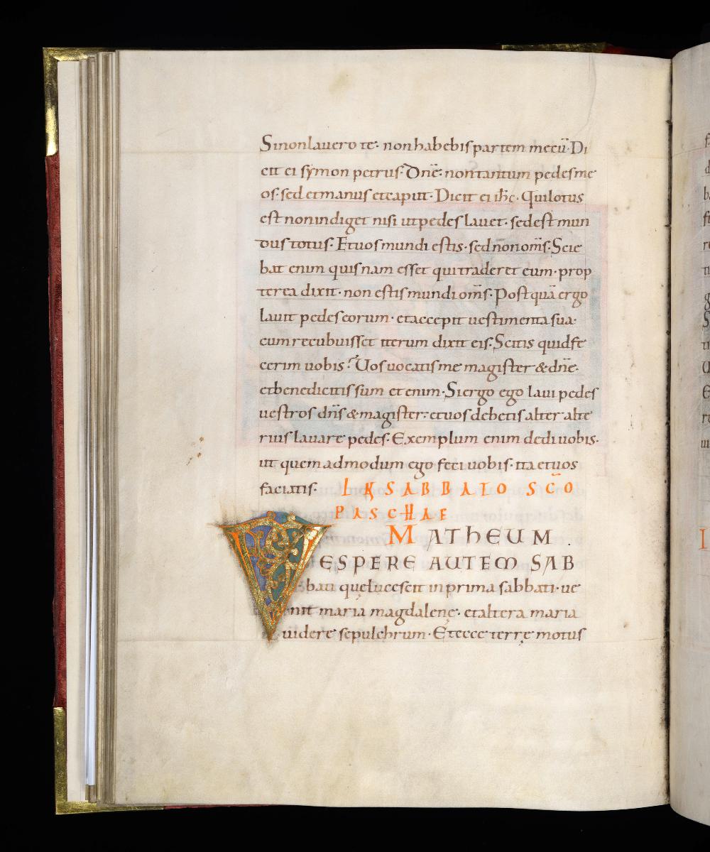 Evangelistar Heinrichs IV. (?), Textseite mit Initiale V