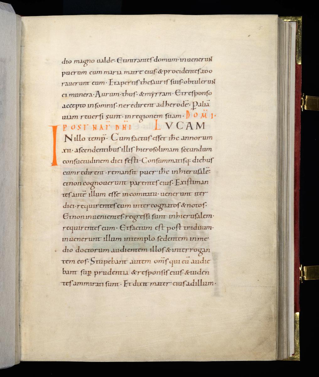 Evangelistar Heinrichs IV. (?), Textseite mit roter Textmarke I